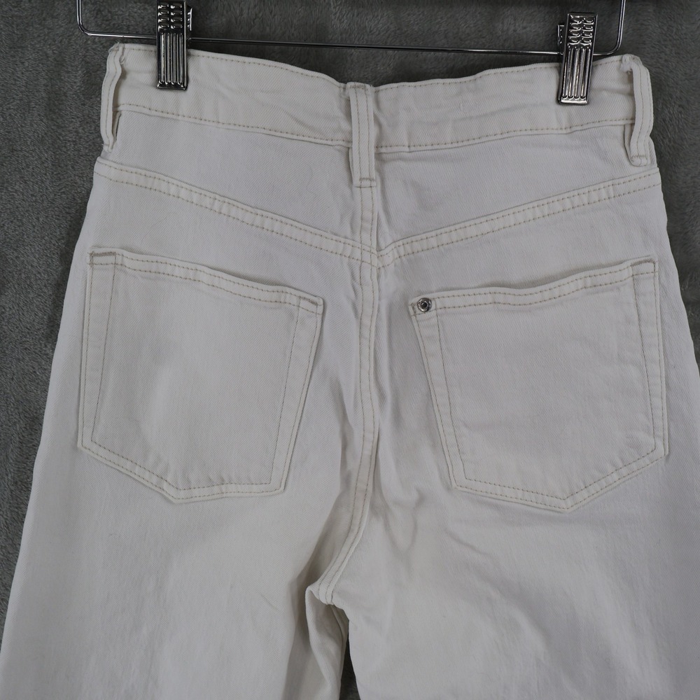 &DENIM Wide Leg Cropped High Waist Jeans Womens 2 White Preppy Casual Nautical‎ - Picture 8 of 16